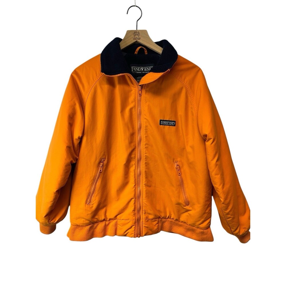 Vintage Women’s Orange Lands’ End Direct Merchants Ski Jacket Polartec Small